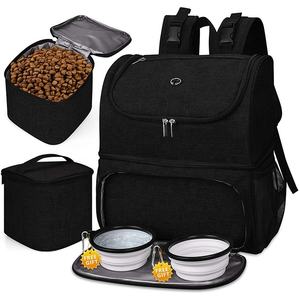 Tragbare Faltbare Canvas-Klassiker Haustiertransporttasche Reisetasche Fluggesellschaft-Zugelassen für Kleine Hunde Weicher Katzenrucksack 2 Futterschalen Strand - Product Image 5