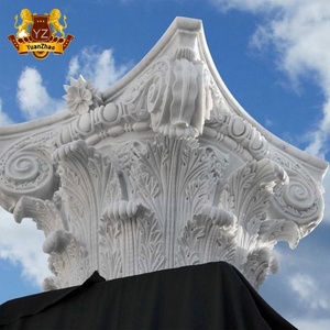 Décoration de la maison, pilier romain, casquette, majuscule sculptée à la main, cornthian, carrera, marbre blanc, pierre, colonne romaine - Product Image 5