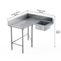 Table de lavage de vaisselle en acier inoxydable robuste et résistante à la corrosion avec évier intégré, conçue pour une intégration au lave-vaisselle