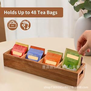 Wooden <b>tea</b> bag 4-compartment storage <b>box</b>, office <b>tea</b> room countertop <b>tea</b> bag and sugar packet storage <b>box</b>, multi-purpose wooden - Product Image 4