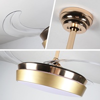 Ventilateur de plafond moderne en acrylique avec LED, 6 vitesses, variateur d'intensité, télécommande, 42 pouces, 3 couleurs, pour salon