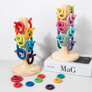 Cross-Border Children's Wooden INS Rainbow Rings Color CE Classification CPC Interlocking <b>Building</b> <b>Blocks</b> for 3-6 Years Old - Product Image 3