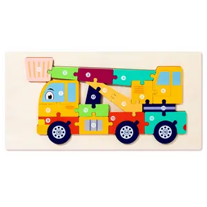 어린이 나무 교통 3D 퍼즐 모델 퍼즐 아기 공학 차량인지 페어링 교육용 빌딩 블록 장난감