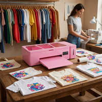 Nouveautés : Imprimante DTF manuelle compatible Epson XP600 1390 rose A3 personnalisable pour T-shirts et vêtements avec garantie de 3 ans