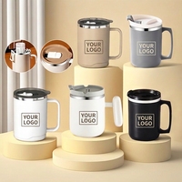 Mug à café en acier inoxydable 304, double paroi anti-brûlure, design épuré, 400ml-500ml