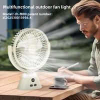 Nouveau ventilateur de bureau 2025, portable, pour l'extérieur, avec lumière nocturne, multifonction, recharge USB, affichage numérique, matériau ABS, 36V