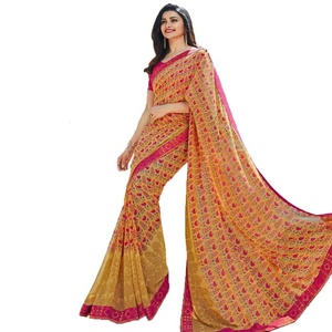 พิมพ์ Saree สีชมพูกับเสื้อ surat alphanumero - Product Image 2