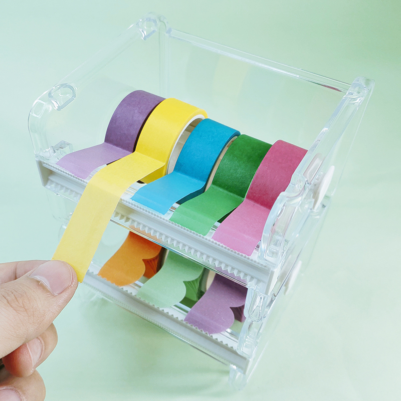 Милый диспенсер для ленты, держатель для ленты washi с прозрачной коробкой для резака ленты