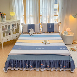 Extra Large <strong>Size</strong> 100% Pure Cotton Printed Bed Skirt Romantic Ruffled Lace Edge Dust Mattress Cover <strong>Valance</strong> for <strong>King</strong> Mattress - Product Image 2