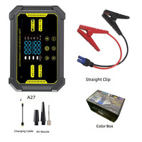 Démarreur de voiture avec pompe à air intégrée, écran numérique LED, chargeur portable multifonction, lampe torche pour voitures 12V essence/diesel