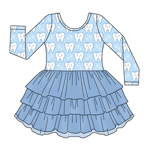 Abito Estivo di Alta Qualità per Bambine con Motivi Floreali, Maniche Lunghe, Morbido Pizzo a Tre Strati, Vestito in Tulle per Bambine - Product Image 5