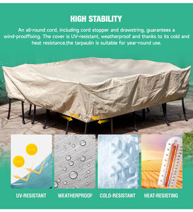 Bâche PE imperméable et coupe-vent pour mobilier de <span class=keywords><strong>jardin</strong></span> extérieur, <span class=keywords><strong>protection</strong></span> UV, poids moyen, <span class=keywords><strong>hiver</strong></span>, <span class=keywords><strong>table</strong></span> et chaises rectangulaires - Product Image 6