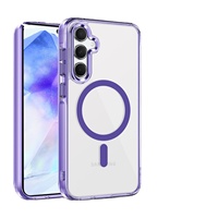 Nouvelle tendance forte coque de téléphone en alliage d'aluminium magnétique pour Samsung S25U S24U coque de téléphone magnétique transparente transparente en TPU