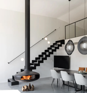 Caminetto Sospeso Personalizzabile per Interni, Forma Speciale, Rotazione a 360°, in Acciaio con Porta in Vetro <span class=keywords><strong>e</strong></span> Camino - Product Image 2