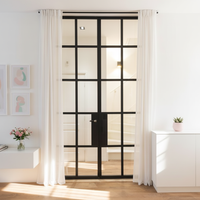 Porte d'entrée Dagui, style français, cadre noir, en acier thermolaqué, avec portes vitrées, insonorisée et coupe-vent, taille personnalisée, en promotion
