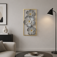 Décoration murale en métal, fleurs, vente en gros, accent décoratif pour la maison, 92,71*5,72*52,71CM, gris doré, décoration murale en métal pour la maison, luxe