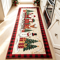 Tapis de Noël imprimé sur mesure, antidérapant, rouge et vert, décoration hivernale, lavable, long tapis de couloir