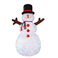 1,8 m Beleuchteter Schneemann mit Drei Pinguinen Weihnachtliche Aufblasbare Schneemann-Dekoration für Außenbereich und Garten