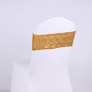 Wholesale <b>Top</b> Fashion <b>Rose</b> <b>Gold</b> <b>Sequin</b> Spandex Chair Sashes Wedding Decorative Covers for Banquets & Home Use - Product Image 3