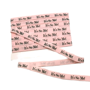 Cao-tensity 1cm nylon mềm in băng đàn hồi nhà sản xuất cung cấp màu hồng khẩu hiệu màu đen cho cổ Bìa Webbing sản phẩm - Product Image 2