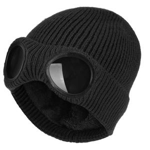 Moda <span class=keywords><strong>de</strong></span> invierno Gafas <span class=keywords><strong>de</strong></span> esquí al aire libre Goggle Beanie Knit Hat con pelusa en el interior - Product Image 3