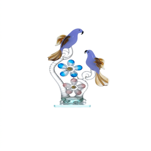 Objeto Decorativo de Cristal de Murano Hecho a Mano con Diseño Floral de Loro, Decoración Contemporánea para Mesa, Adorno para el Hogar con Forma Irregular de Animal - Product Image 1