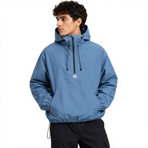 Custom Blue Face Cover Hooded <b>Pullover</b> Windbreaker <b>Men</b>’s Lightweight Outdoor Streetwear <b>jacket</b> for <b>men</b> OEM Technical Windbreaker - Product Image 6