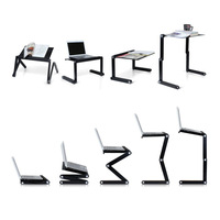 Support pour ordinateur portable en aluminium réglable à 360°, pliable, ergonomique, avec ventilateur de refroidissement et tapis de souris pour lit, canapé, bureau