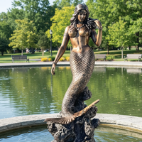 Statue de sirène en bronze, fontaine, sculpture aquatique pour piscine extérieure