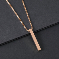 Collar con Colgante de Barra Vertical Simple con Logotipo Personalizado, Regalos para Parejas, Cuatro Barras Laterales