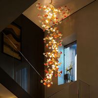 Lustre d'hôtel personnalisé en acier inoxydable doré avec éclairage LED, commande par bouton, installation facile, escalier creux rotatif