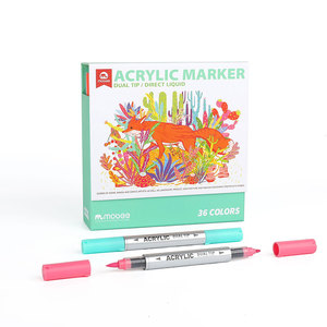Set di pennarelli acrilici Mobee P-9101/36 Direct Liquid Multicolor Paint Pens con punta a pennello e doppia punta per pittura e progetti artistici - Product Image 2