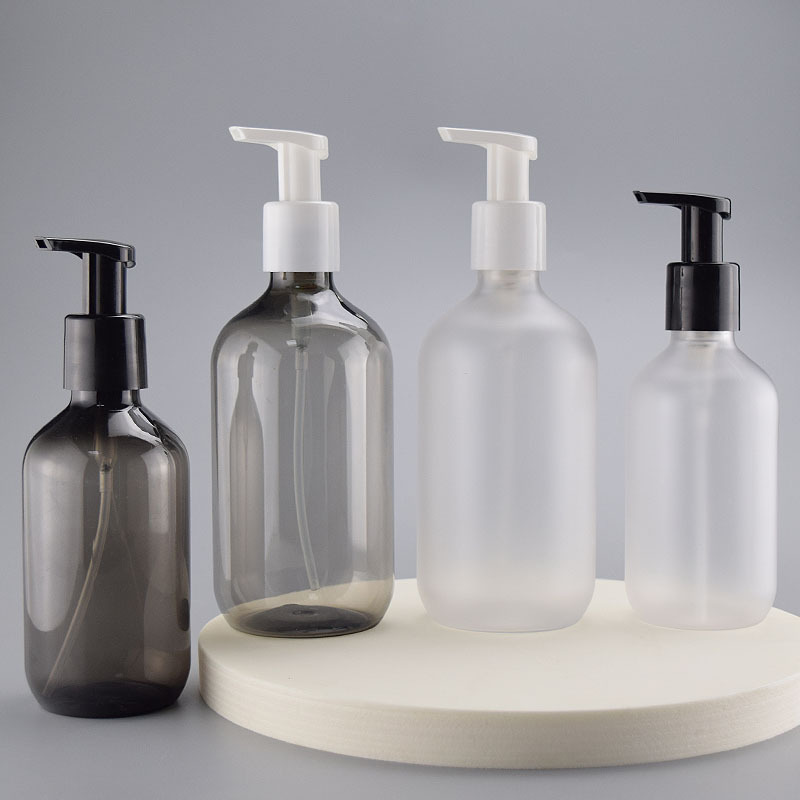 Flaschenhersteller 300ml 500ml Transparente Graue Mattierte Kunststoffflasche mit Pumpe für Shampoo und Duschgel| Alibaba.com