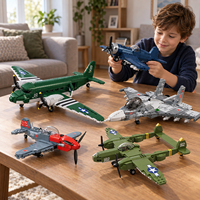 Ensemble de blocs de construction d'avions militaires, collection de modèles d'avions de chasse et de transport, jouet de construction DIY pour cadeau