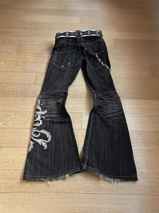 中国牛仔裤制造商 高腰叠层牛仔裤 黑色破洞紧身牛仔裤 男士原色牛仔布刺绣设计 - Product Image 3