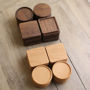 Posavasos de Lujo Cuadrado de Nogal Negro y Haya, Reutilizable, Grabado Personalizado, para Taza de Café, Regalo de Boda - Product Image 6