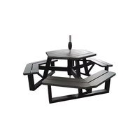 Table de pique-nique hexagonale en bois commerciale d'extérieur avec banc ensemble de mobilier de jardin table à manger pour aire de jeux extérieure table de café
