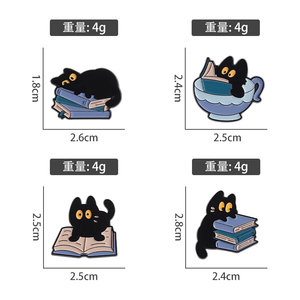 Sming pins Mèo Bộ sưu tập men Trâm cốc cà phê cá gói sách mèo cuộc sống tốt hơn với mèo xúc xắc dễ thương Huy hiệu Punk ve áo - Product Image 6
