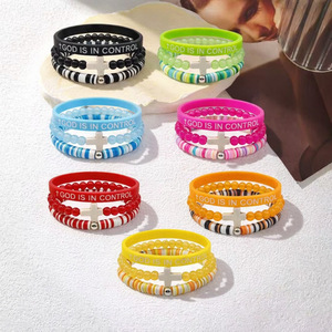 Nueva Pulsera <span class=keywords><strong>de</strong></span> Arcilla Suave con Cuentas <span class=keywords><strong>de</strong></span> Piedra Natural y Cristales Coloridos, Diseño <span class=keywords><strong>de</strong></span> Cruz, <span class=keywords><strong>Amistad</strong></span> y Fe, para Hombre y Mujer, Ideal para <span class=keywords><strong>Regalo</strong></span> - Product Image 1