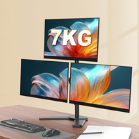 Support triple moniteur Khcoohoo en acier allié, base stable, inclinaison 45°, capacité de charge 8 kg, support d'écran 13"-27", noir, certifié CE 90