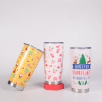 Mug de voyage isotherme en acier inoxydable à double paroi, personnalisable, écologique et durable, avec couvercle numérique, 20oz/30oz, pour Noël