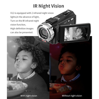 Andoer-cámara de vídeo V12 Full HD con Zoom Digital, Videocámara portátil con visión nocturna y detección facial, 1080P, 16X