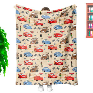 Manta de sofá/cama de franela suave para niños con diseño de coche de dibujos animados de doble cara, personalizada, lista para enviar - Product Image 4