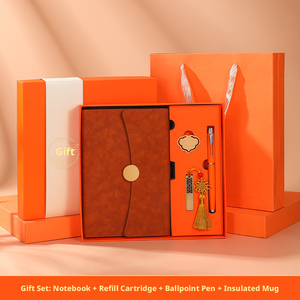 Carnet de notes A5 en cuir PU de luxe personnalisé, coffret cadeau d'affaires avec stylo et clé USB pour le bureau - Product Image 1