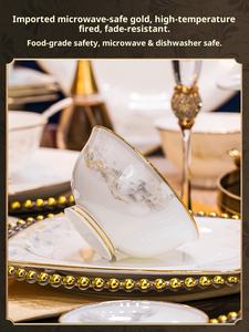 Service de bols et d'assiettes de style chinois moderne de Jingdezhen, vaisselle en céramique de haute qualité, porcelaine osseuse, grand éclat, couleur de glaçure champêtre - Product Image 3