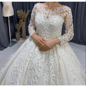 S8775F haute qualité bohème a-ligne robe de mariée blanche dentelle Royale nouveaux bijoux en diamants vente chaude pour mariée africaine grande remorque - Product Image 1