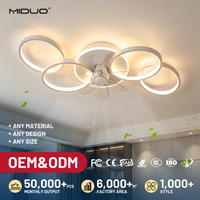 Ventilateur de plafond intelligent LED en fer pour chambre à coucher, personnalisable, 7 pales, télécommande, cadre en aluminium