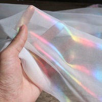 Kain Chiffon Foil Warna Ringan, Kain Tulle Organza Poliester Custom untuk Pakaian Wanita