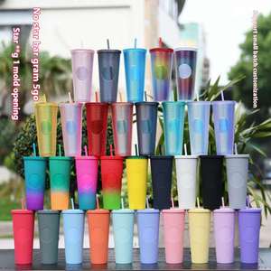 Juego de 3 Vasos Portátiles de Plástico de 300 ml, 600 ml y 1000 ml, Vasos de Pared Simple con Tapas y Pajitas - Product Image 2