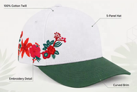 Casquette de baseball en coton à 5 panneaux avec bord incurvé et fleurs brodées 3D en sergé – Nouveau design pour le sport et l'extérieur – Vente en gros usine